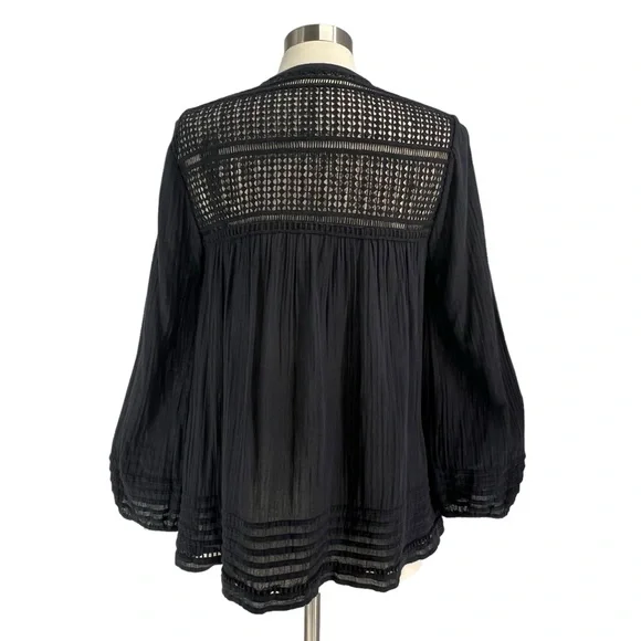 JOIE 100% Cotton Tassle Tie Peasant Blouse M - Picture 3 of 8